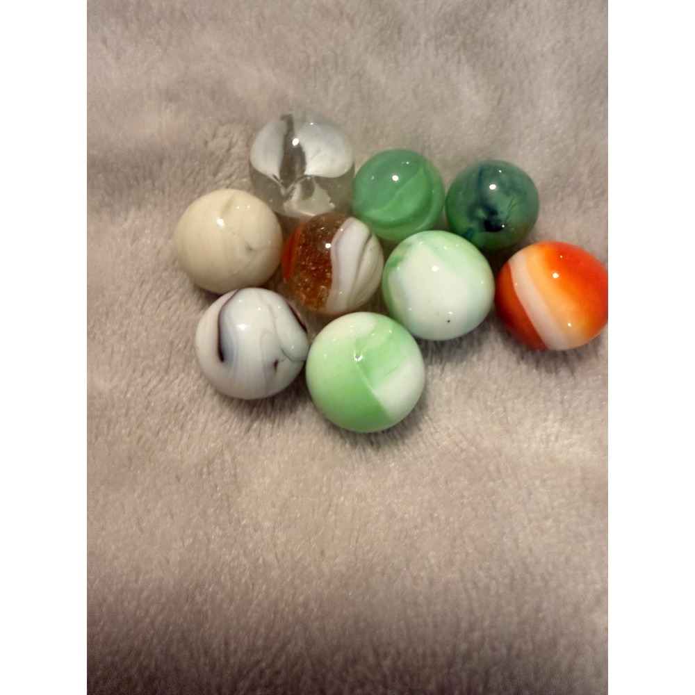 Vintage Marble Lot (9) Akro Peltier Vitro‎ Swirls 1950s USA Glass Collectibles